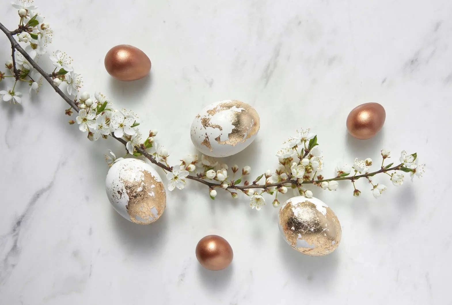 gilded eggs and cherry blossom