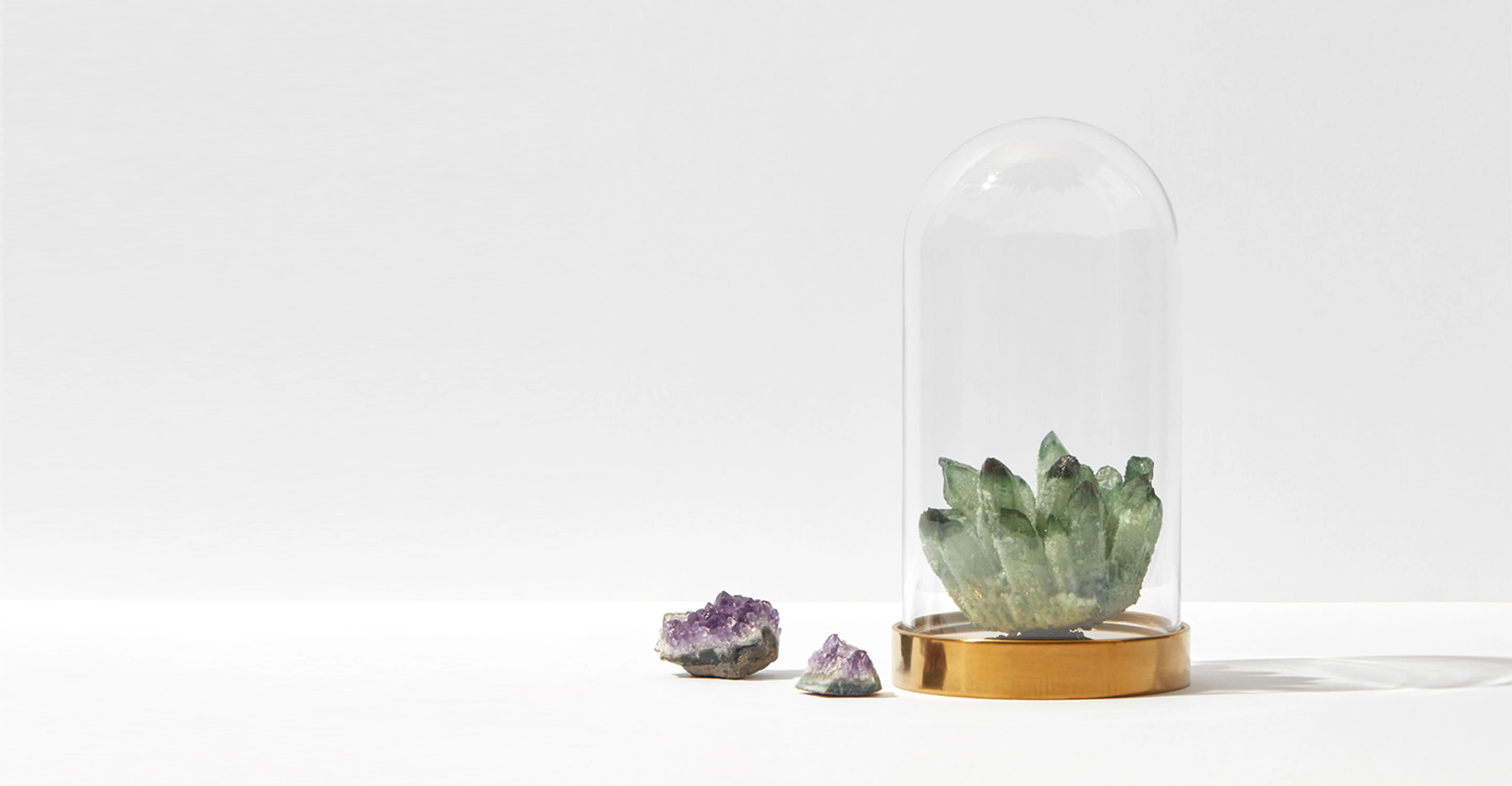 Minerals and a glass dome